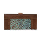 Brown & Turquoise Embossed Leather RFID Blocking Wallet