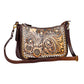 Whitley Way Hand-Tooled Leather Small Crossbody Bag