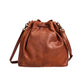 Leather Bucket Drawstring Bag