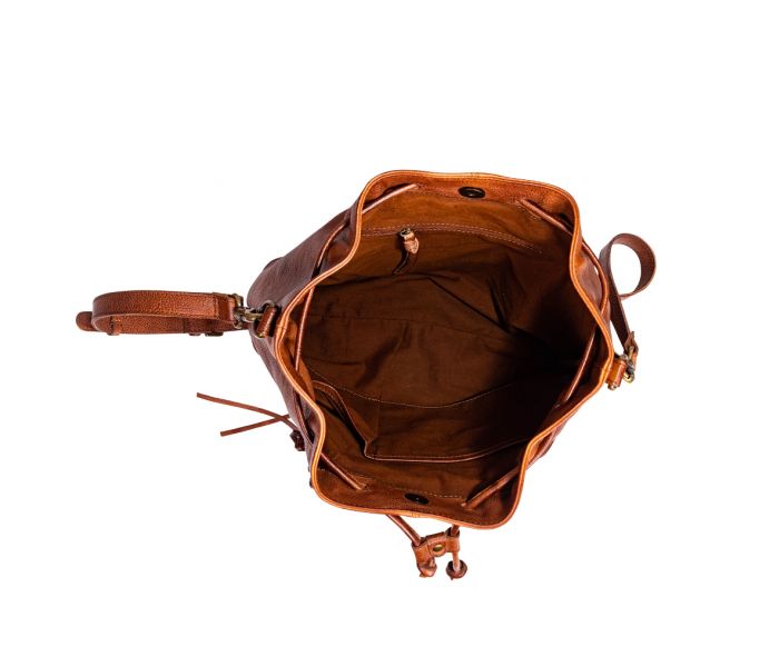 Leather Bucket Drawstring Bag