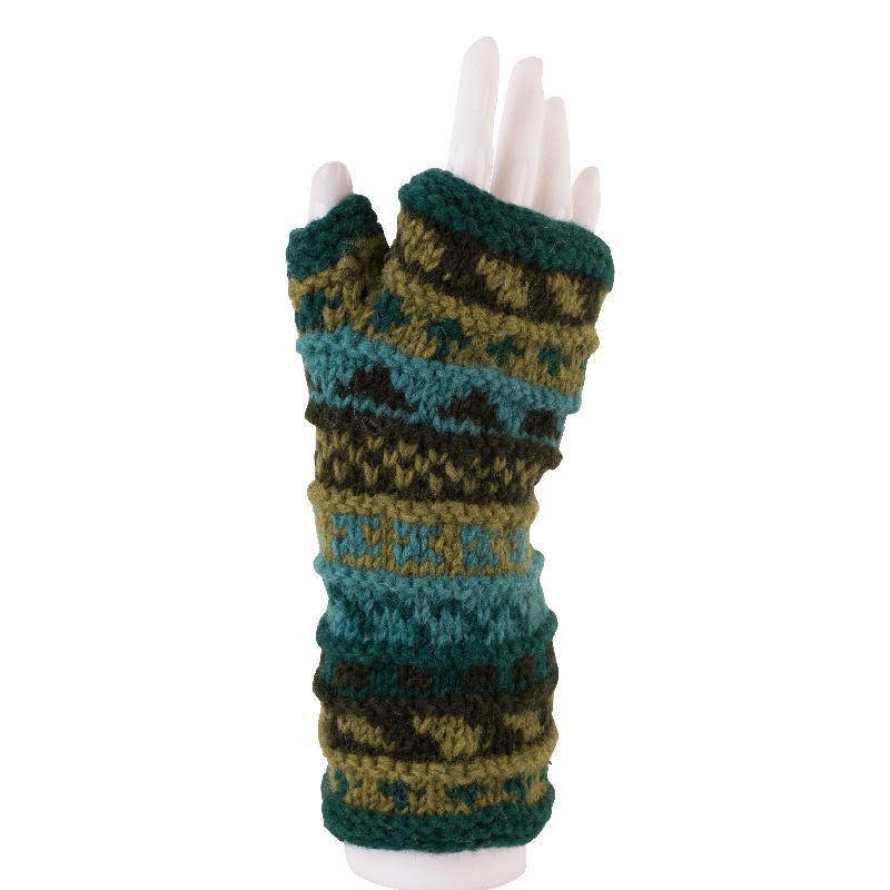 Australian Merino Wool Striped Fingerless Gloves from Brooklyn Bag at Moosestrum.com