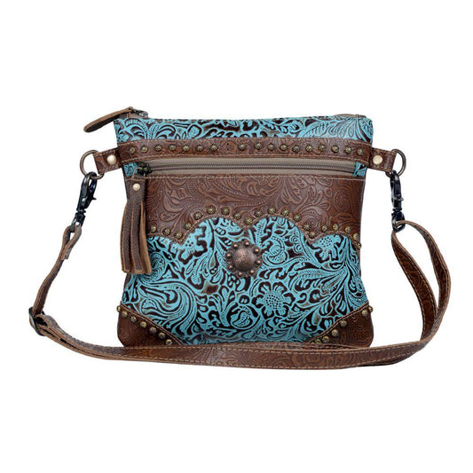 Azure Embossed Leather Small Crossbody Bag from Brooklyn Bag at Moosestrum.com