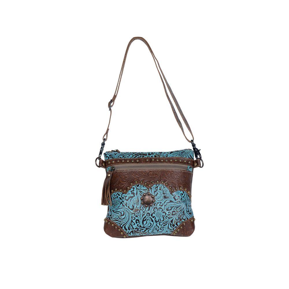 Azure Embossed Leather Small Crossbody Bag from Brooklyn Bag at Moosestrum.com