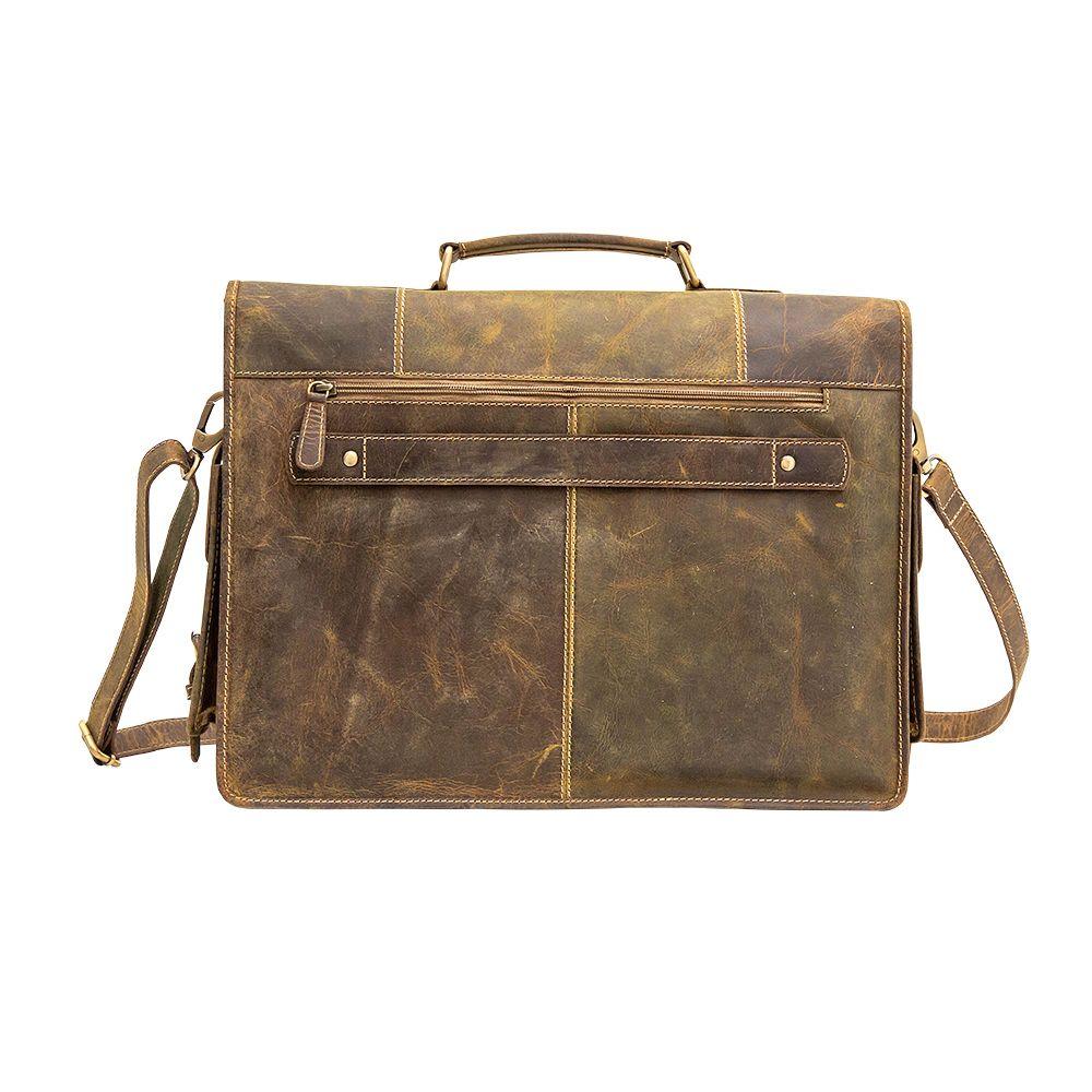 Distressed Vintage Leather Messenger Briefcase from Brooklyn Bag at Moosestrum.com