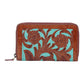 Turquoise Embossed Filigree Leather Wallet from Brooklyn Bag at Moosestrum.com