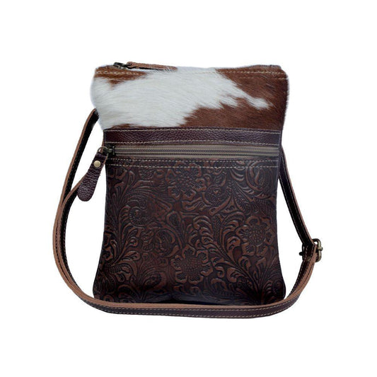 Vines Embossed Leather & Hairon Small Crossbody Bag from Brooklyn Bag at Moosestrum.com